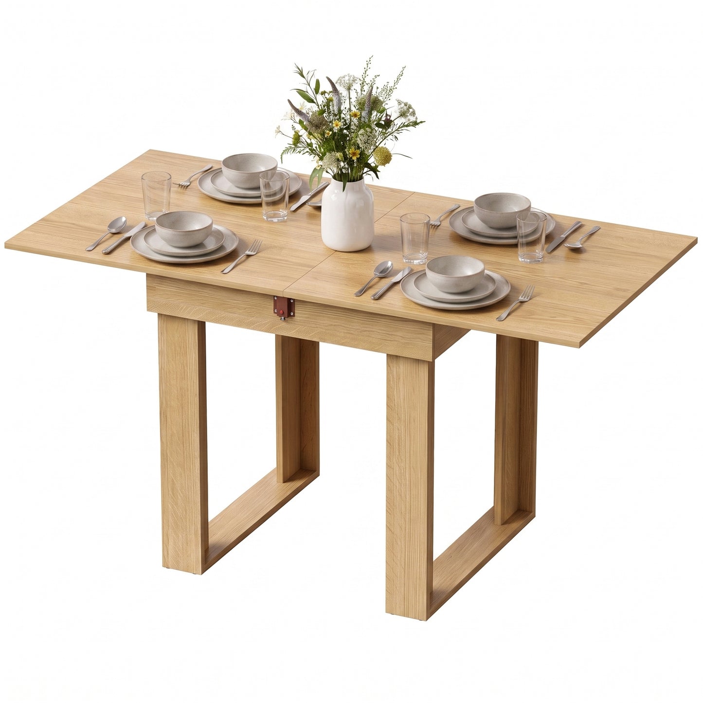 Folding Dining Table Under-Table Storage 140cm Oak