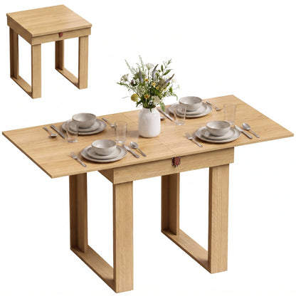 Folding Dining Table Under-Table Storage 140cm Oak