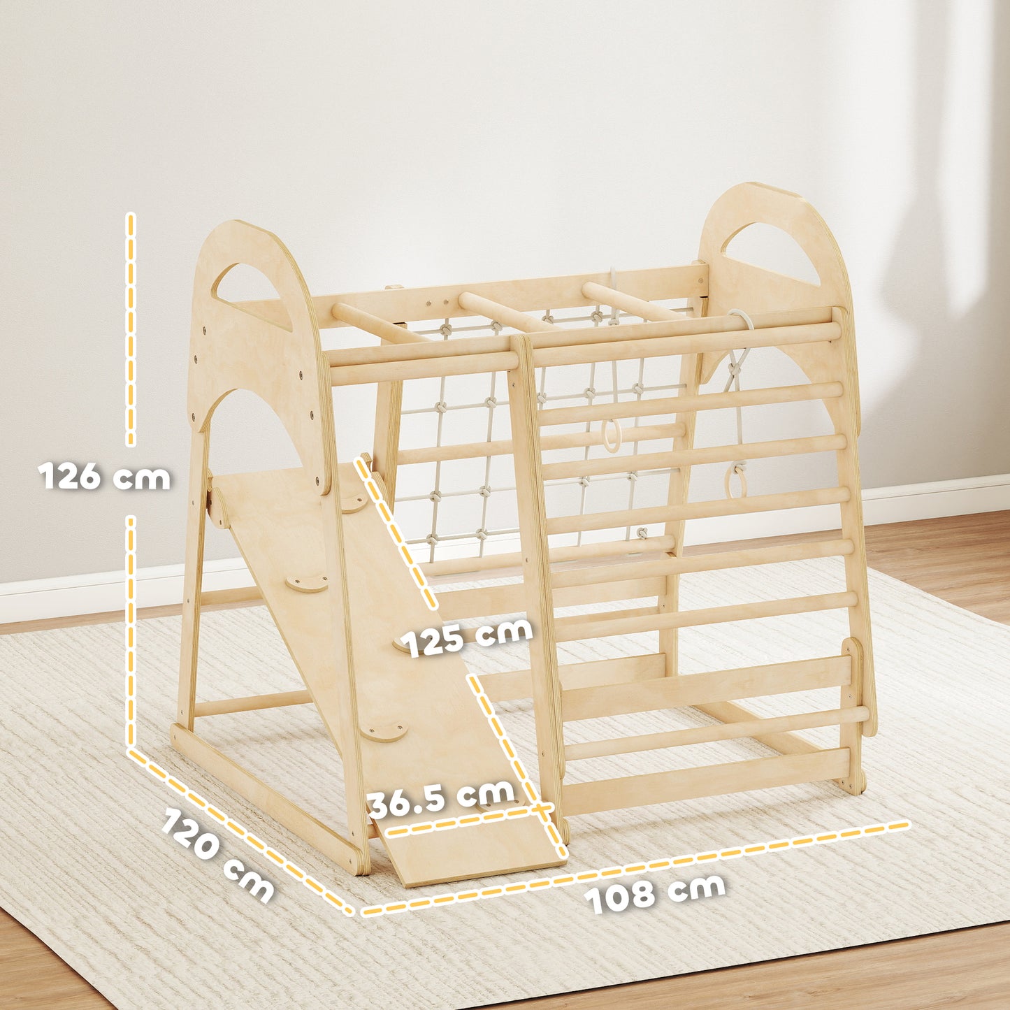 6 in 1 Kids Climbing Frame with Slide, Monkey Bars, Ladder