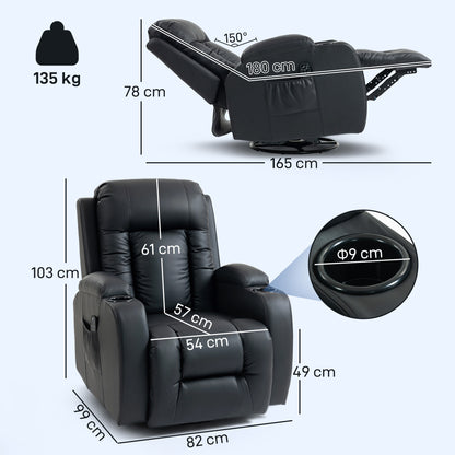 Massage Recliner Chair with 8 Vibration & Heat, Black