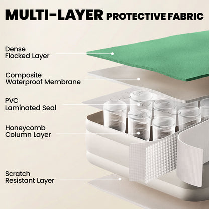 Inflatable Mattress, Single Air Bed with Built-in Pump, Dark Green