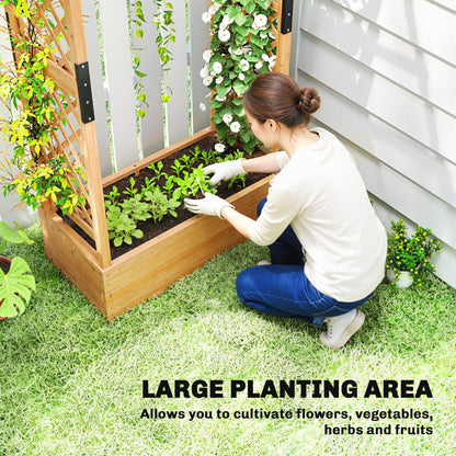 Raised Bed for Garden with Trellis, 110 x 44 x 181 cm, Natural