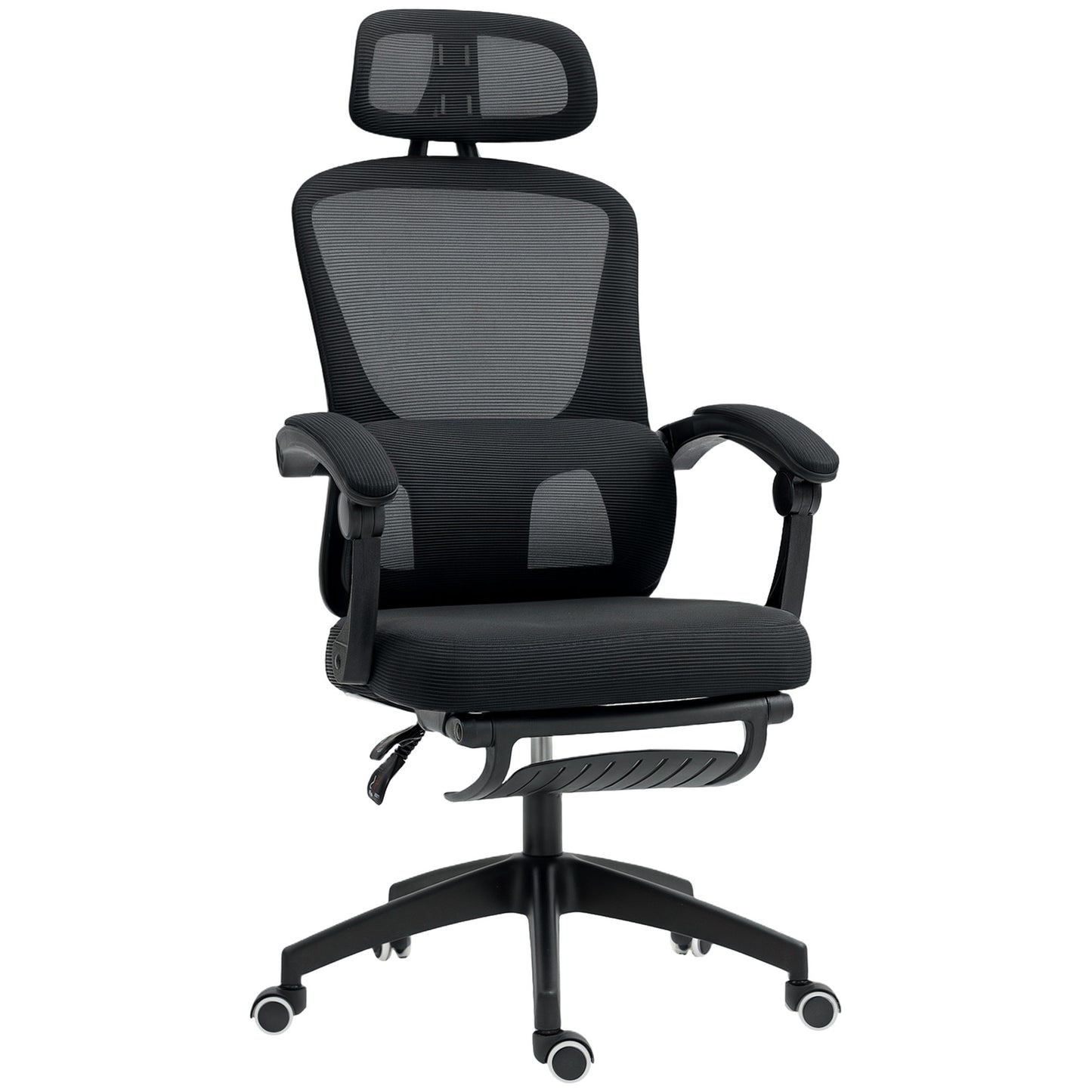 Mesh Ergonomic Office Chair with Lumbar Support, Headrest, Black