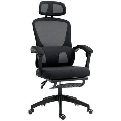 Mesh Ergonomic Office Chair with Lumbar Support, Headrest, Black