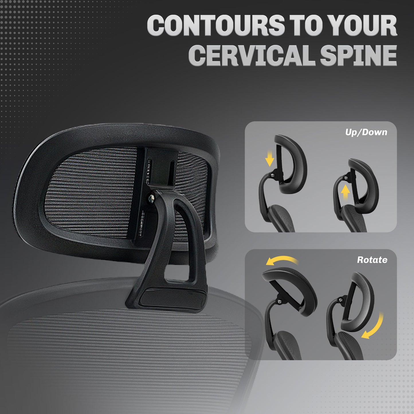 Mesh Ergonomic Office Chair with Lumbar Support, Headrest, Black