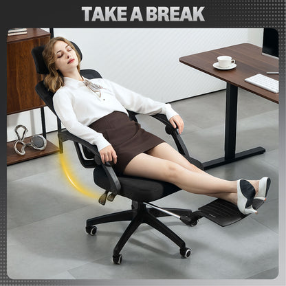 Mesh Ergonomic Office Chair with Lumbar Support, Headrest, Black