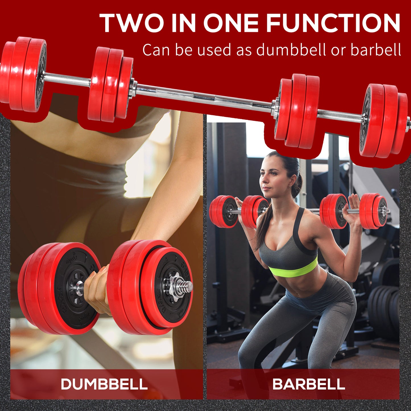 30KGS Dumbbell & Barbell  Adjustable Ergonomic Set Exercise in Home Gym