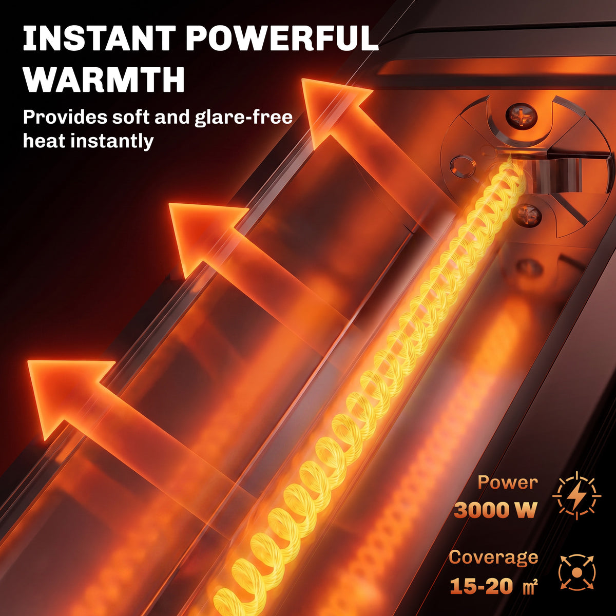 3000 W Electric Infrared Patio Heater Wall Mounted, Black