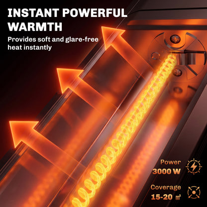 3000 W Electric Infrared Patio Heater Wall Mounted, Black
