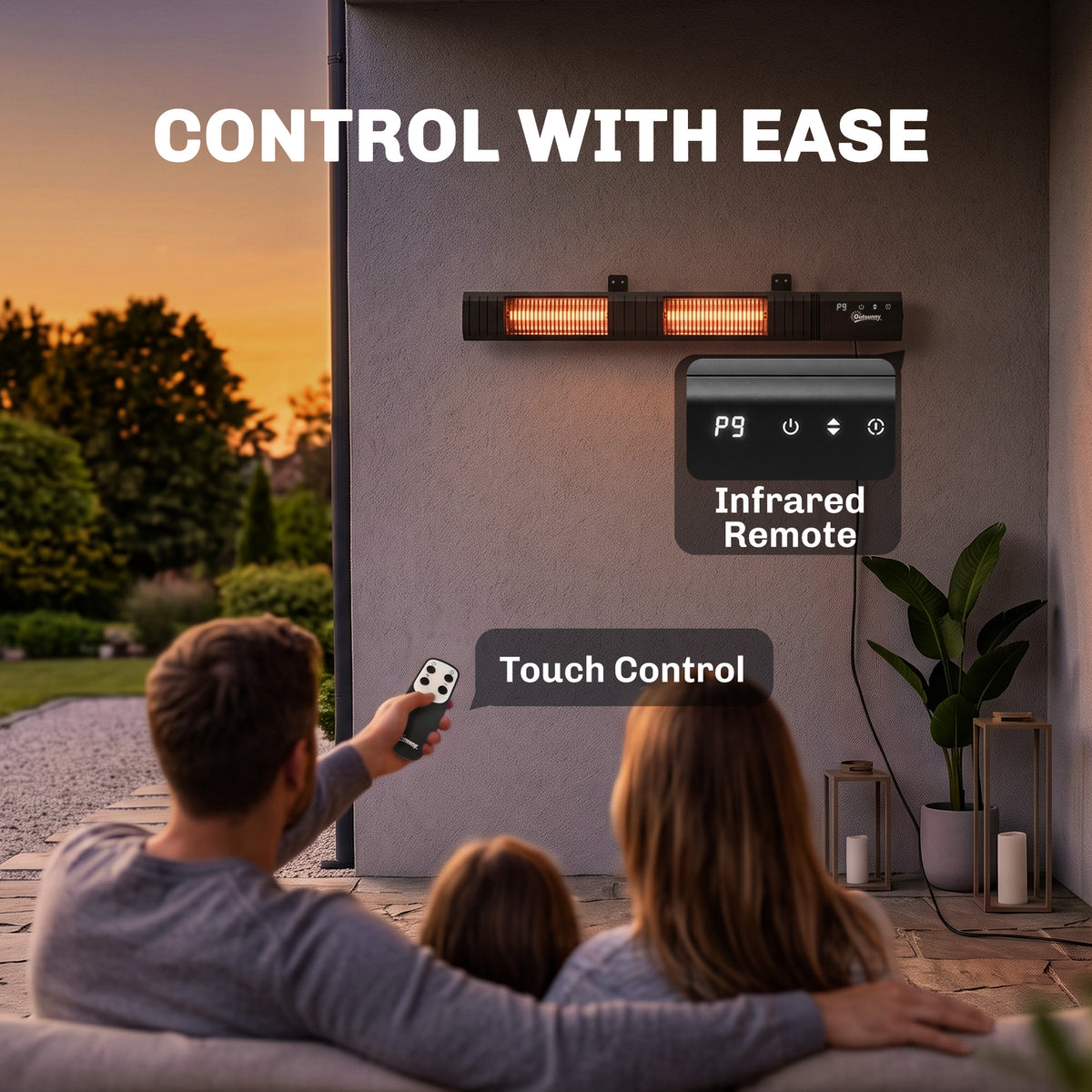 3000 W Electric Infrared Patio Heater Wall Mounted, Black