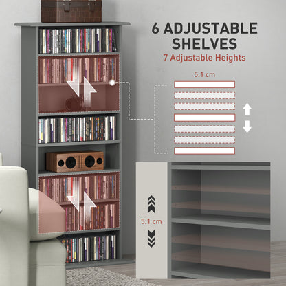 CD Storage Unit DVD Tower Blu-ray Storage Shelf for Living Room Grey