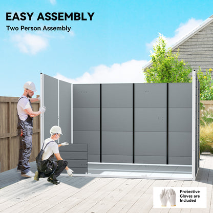 10 x 6 ft Plastic Garden Shed with Floor, Lockable Doors, Grey