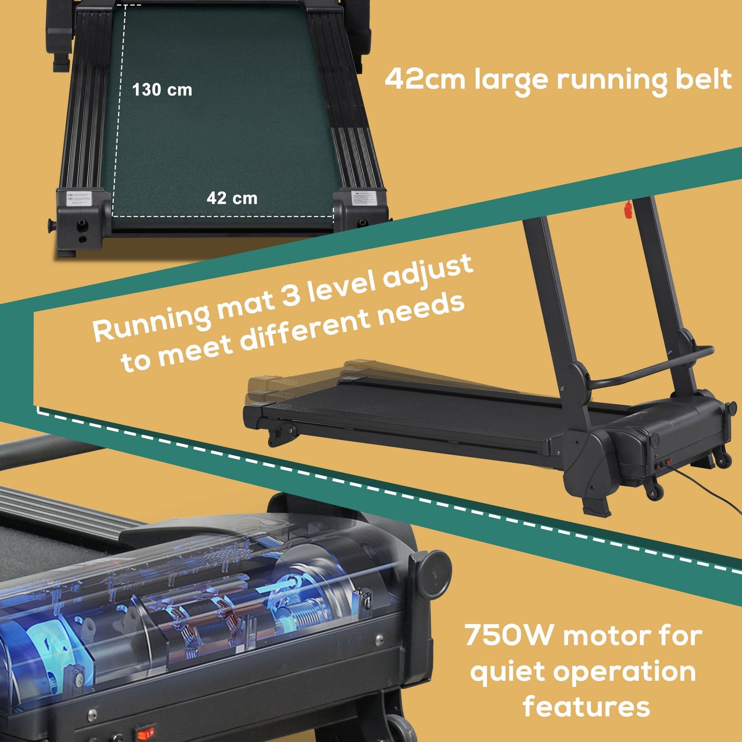 2.5HP Motorise Treadmill Machine MP3 & USB Player w/ 5 Preset Programs