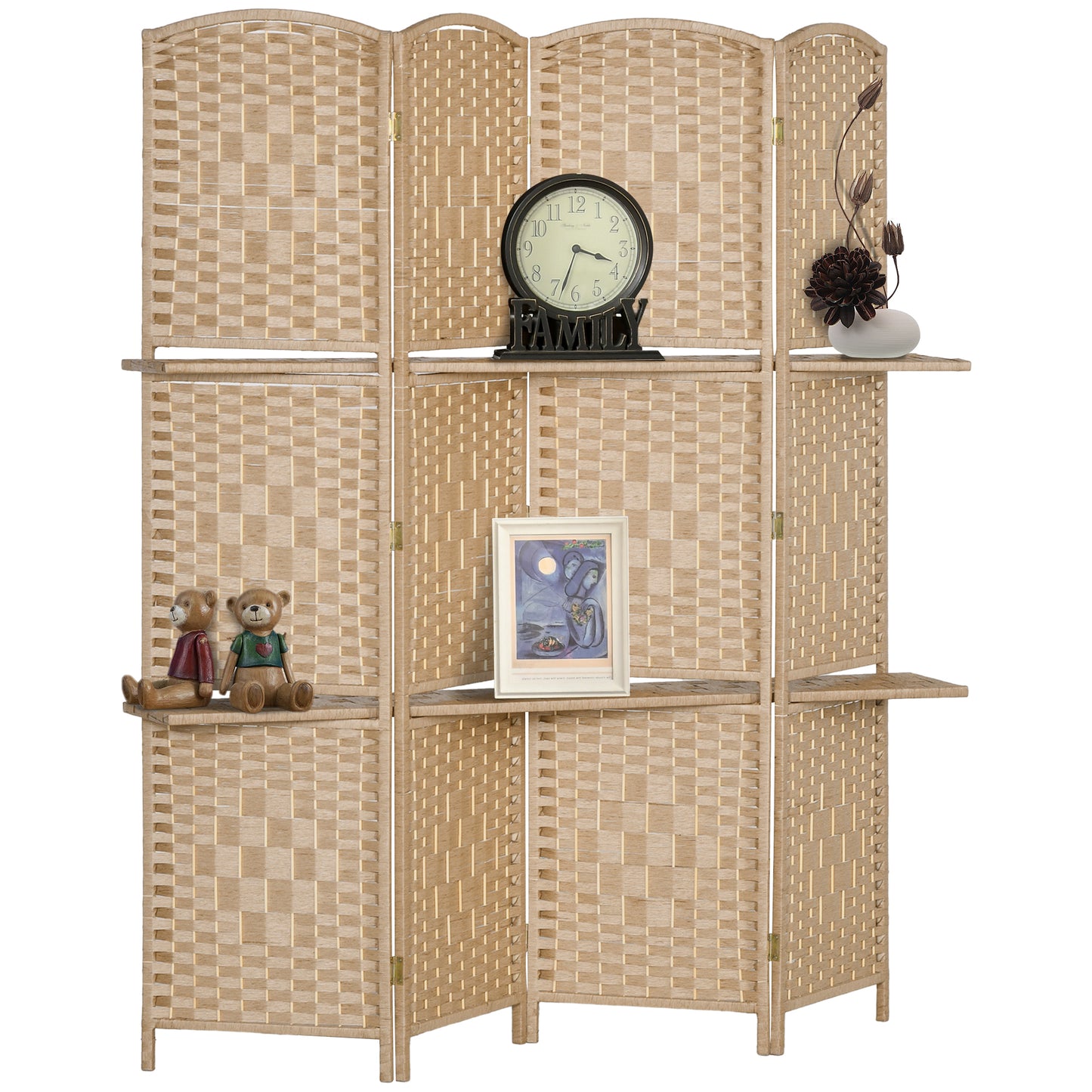 Freestanding Privacy Screen, 160 x 170cm, Natural Wood Finish