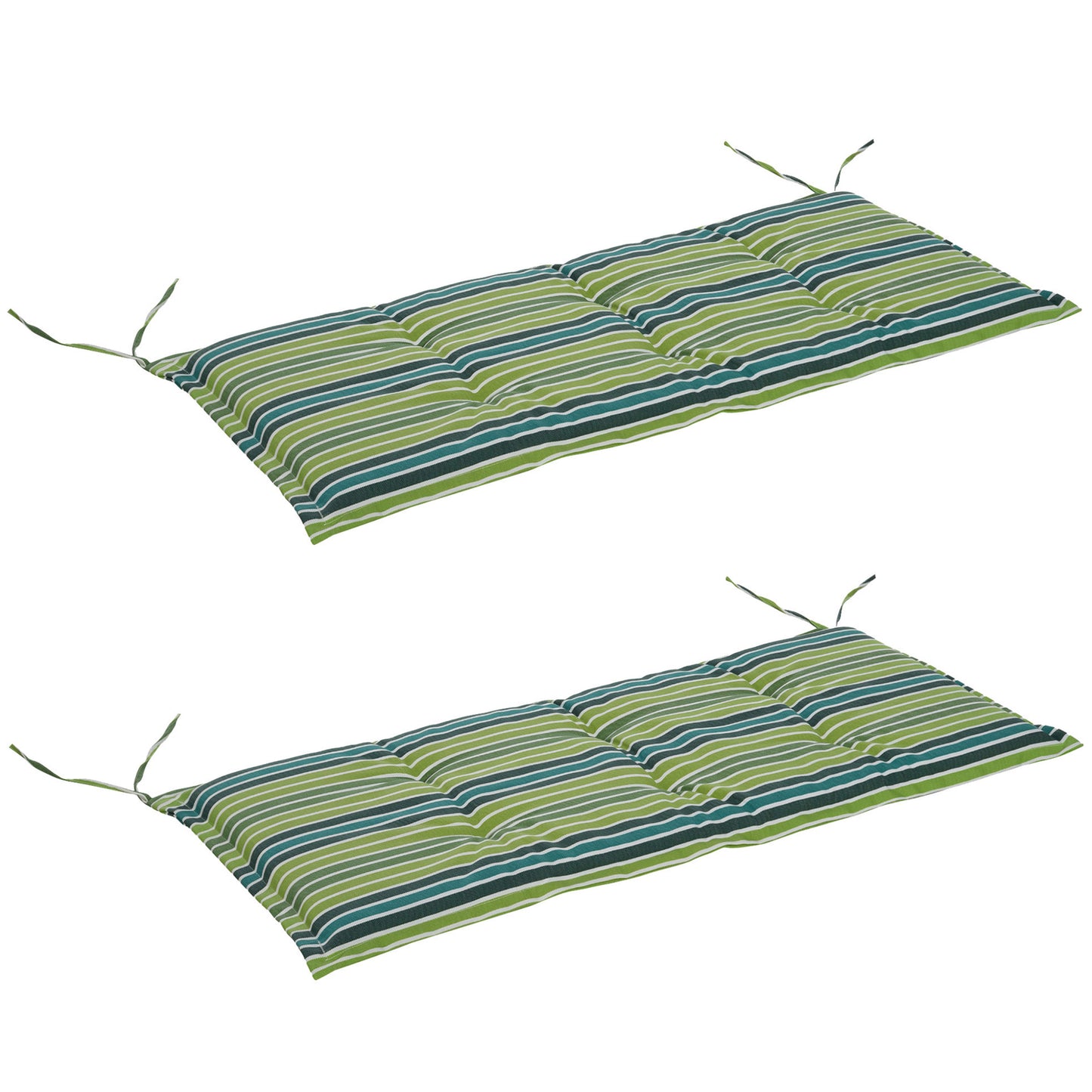 2 Pieces Replacement Cushions for Garden Bench, with Strips, Green