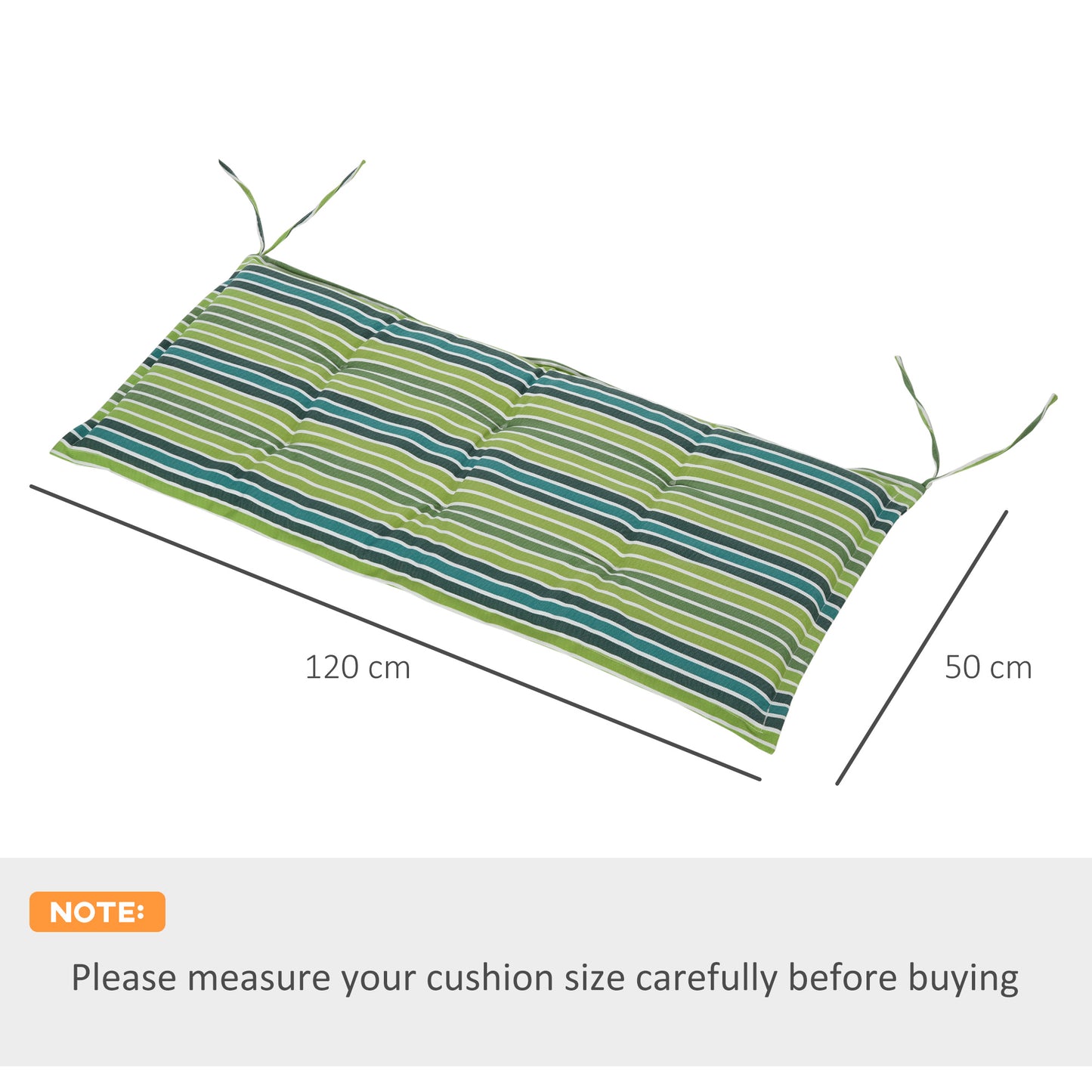 2 Pieces Replacement Cushions for Garden Bench, with Strips, Green