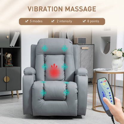 Manual Recliner Chair with 8 Vibration & Heat, Light Grey