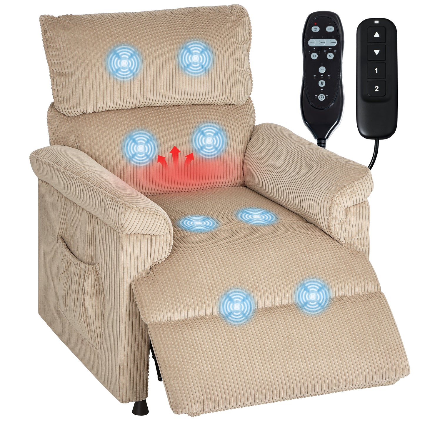 Massage Recliner with Quiet Motor, Power Reclining Chair, Brown