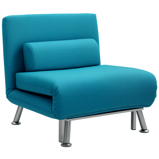 Folding 5 Position Convertible Sleeper Chair Bed Dark Blue