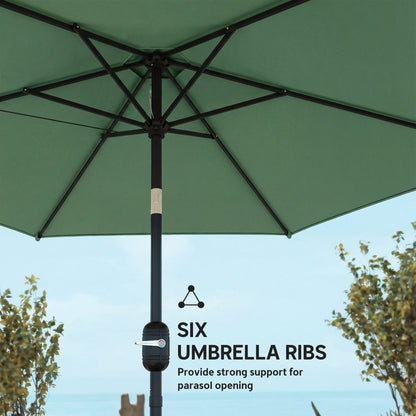2.6M Garden Parasol Umbrella with Aluminium Pole, Tilt, Crank