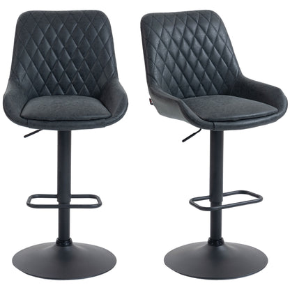 Bar Stools Set of 2, Adjustable Bar Chairs 360 Degree Swivel Black