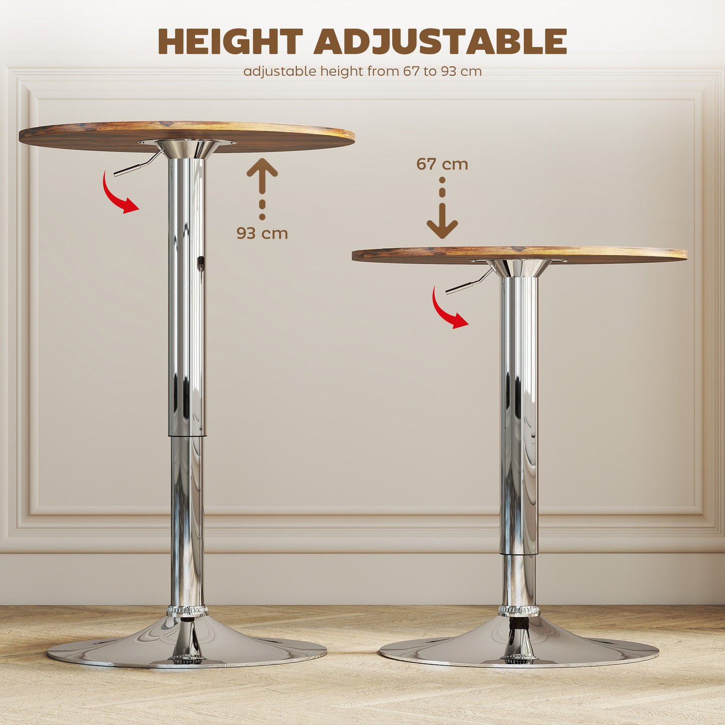 Round Bar Table, Swivel Bistro Table with Adjustable Height