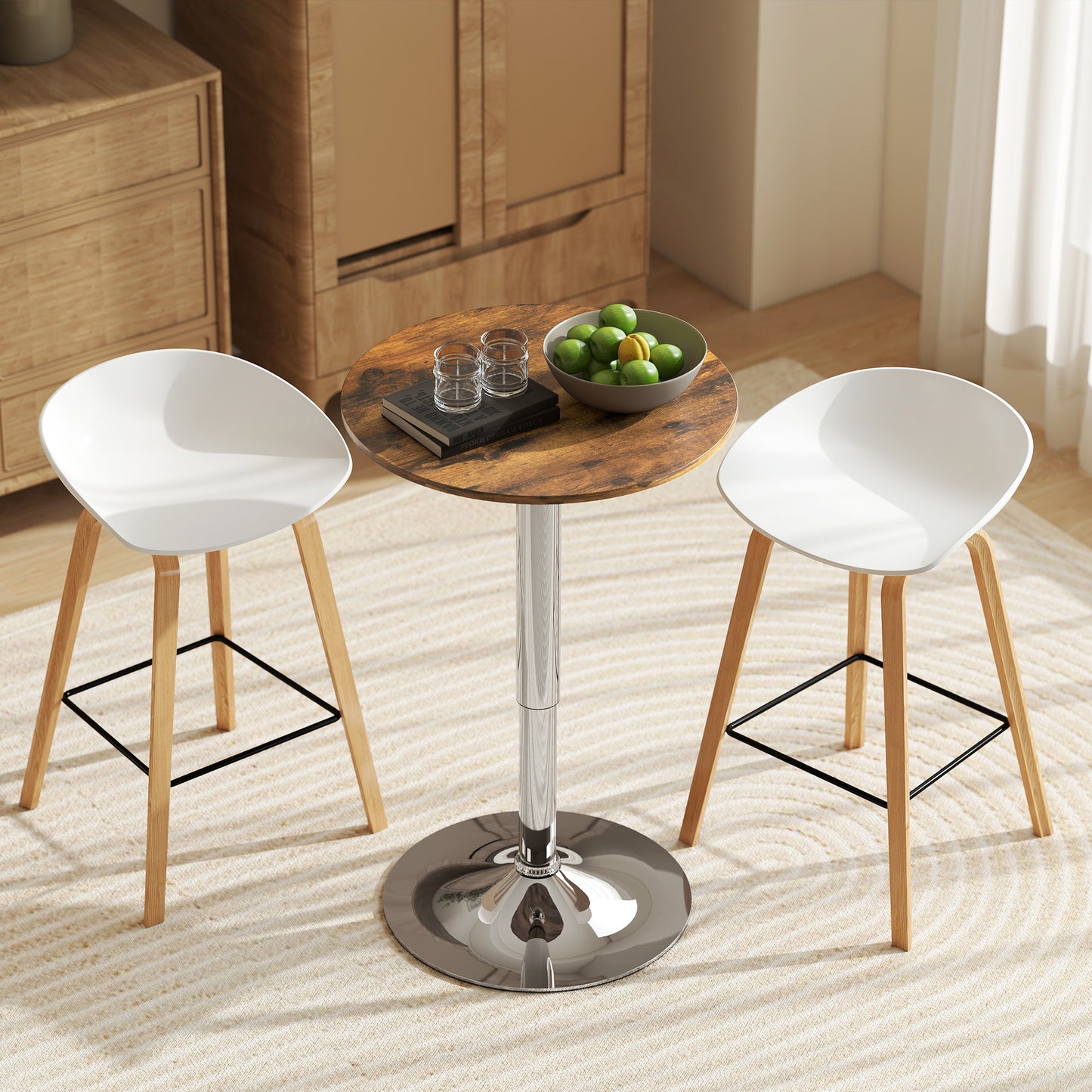 Round Bar Table, Swivel Bistro Table with Adjustable Height