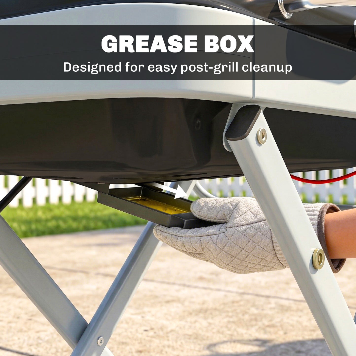 Foldable Gas BBQ Barbecue Grill with Side Table, 2.5 kW, Black