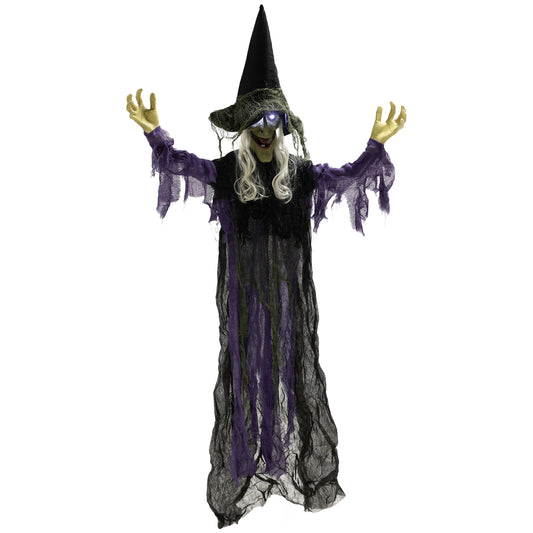 Voice Activated Halloween Animatronics Hanging Witch, Purple