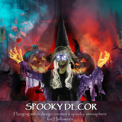 Voice Activated Halloween Animatronics Hanging Witch, Purple