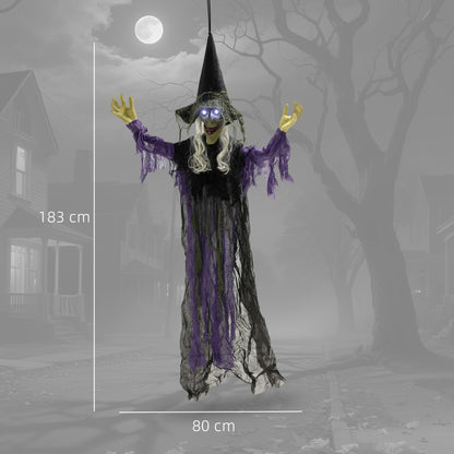 Voice Activated Halloween Animatronics Hanging Witch, Purple