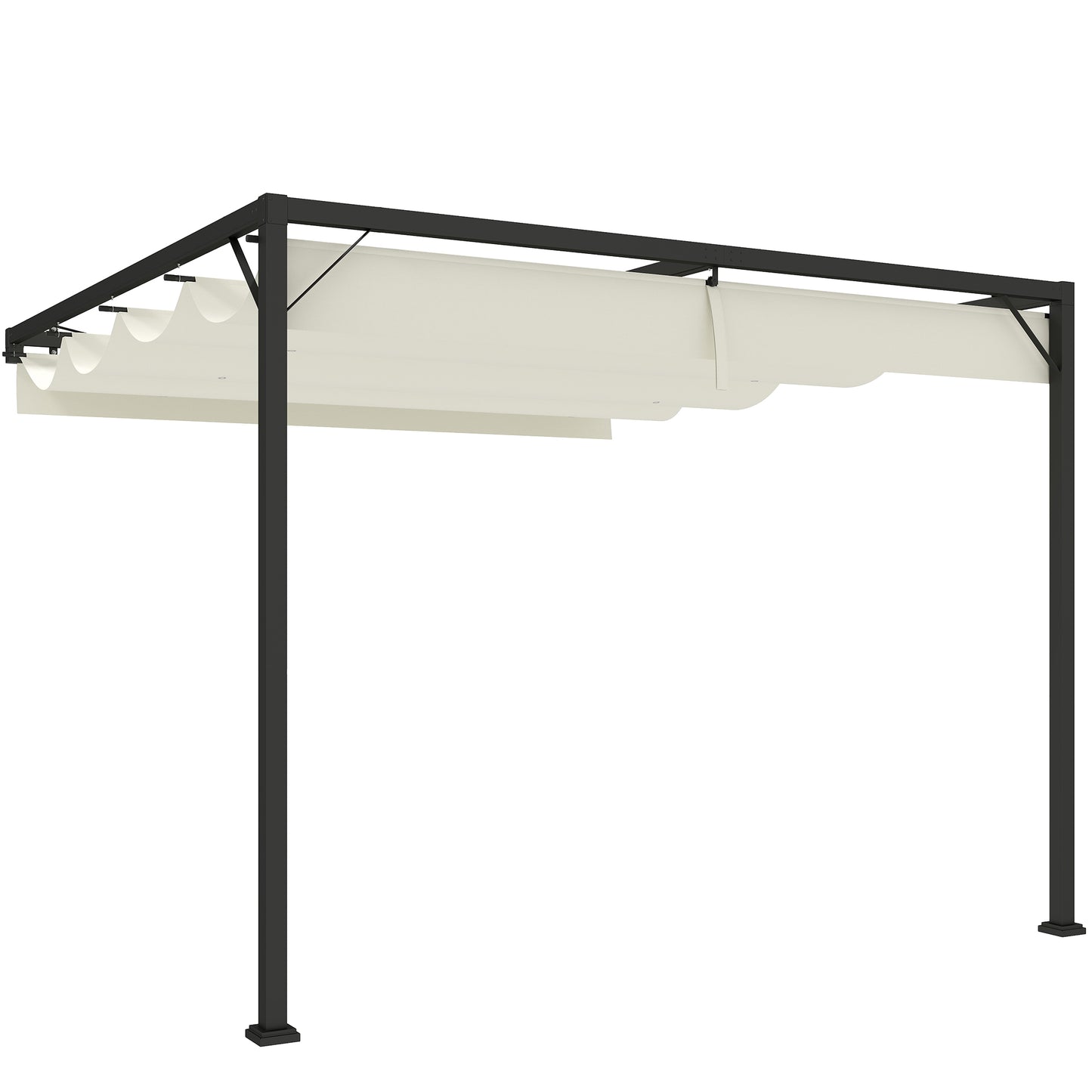 3 x 3(m) Outdoor Pergola Retractable Canopy Wall Mounted, Cream