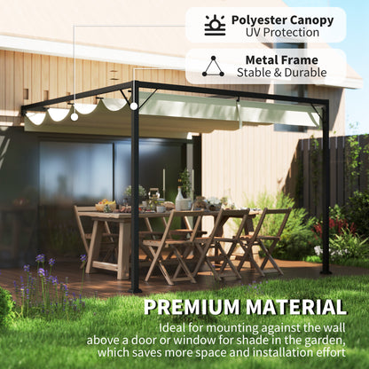 3 x 3(m) Outdoor Pergola Retractable Canopy Wall Mounted, Cream