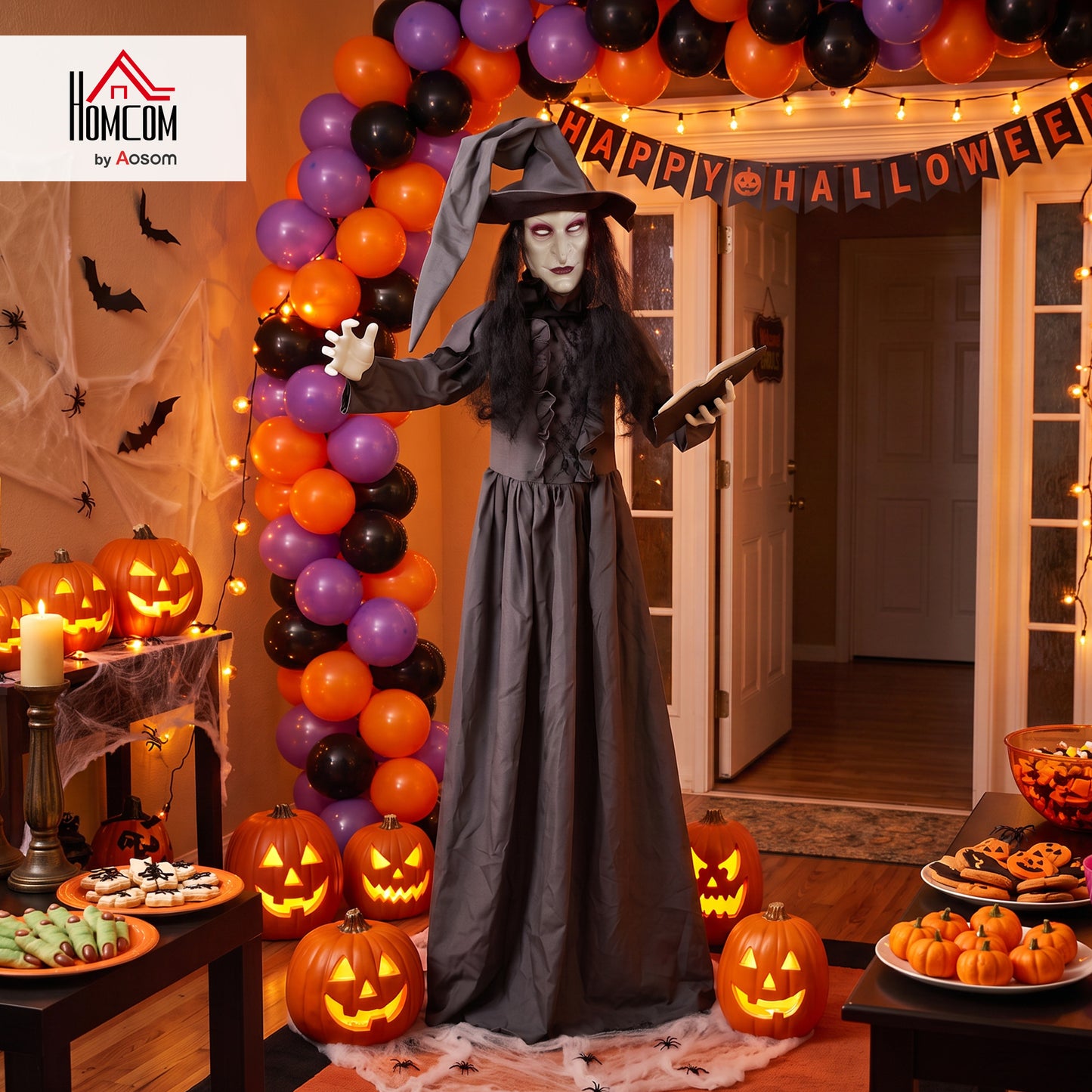 180cm Life Size Animated Witch Halloween Decoration Outdoor Indoor