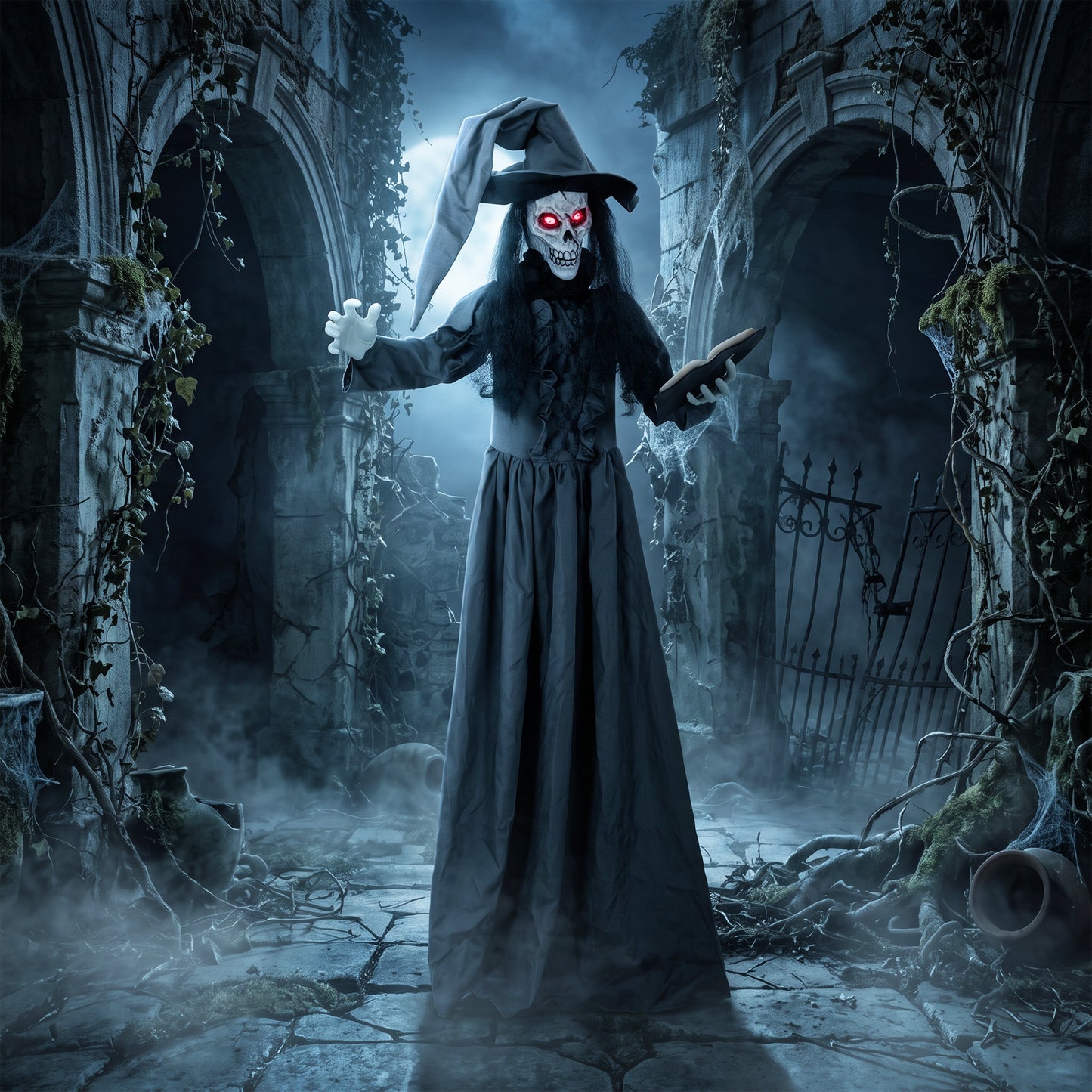 180cm Life Size Animated Witch Halloween Decoration Outdoor Indoor