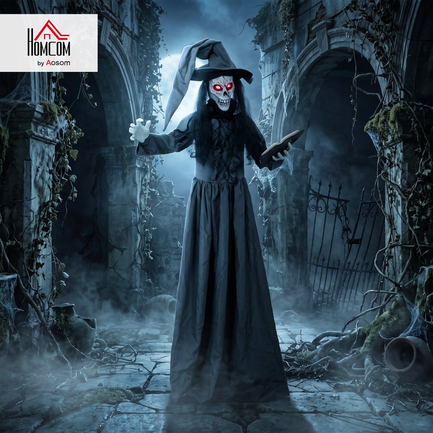 180cm Life Size Animated Witch Halloween Decoration Outdoor Indoor