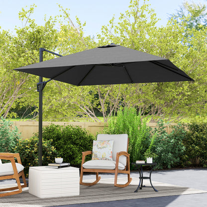 Square Cantilever Roma Parasol 360 Degree Rotation Crank, Dark Grey