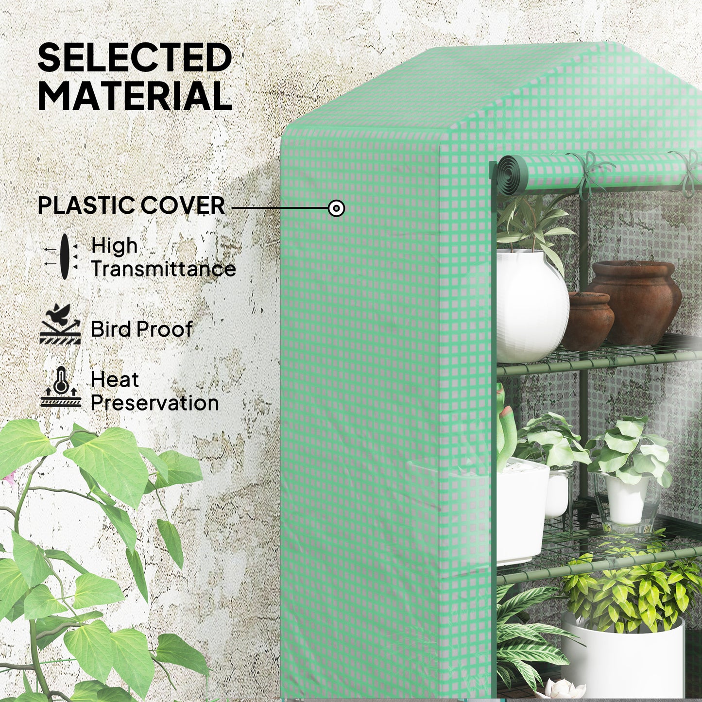 3 Tier Mini Greenhouse Grow House w/ Roll Up Door, Green