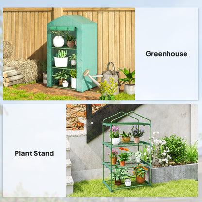 3 Tier Mini Greenhouse Grow House w/ Roll Up Door, Green