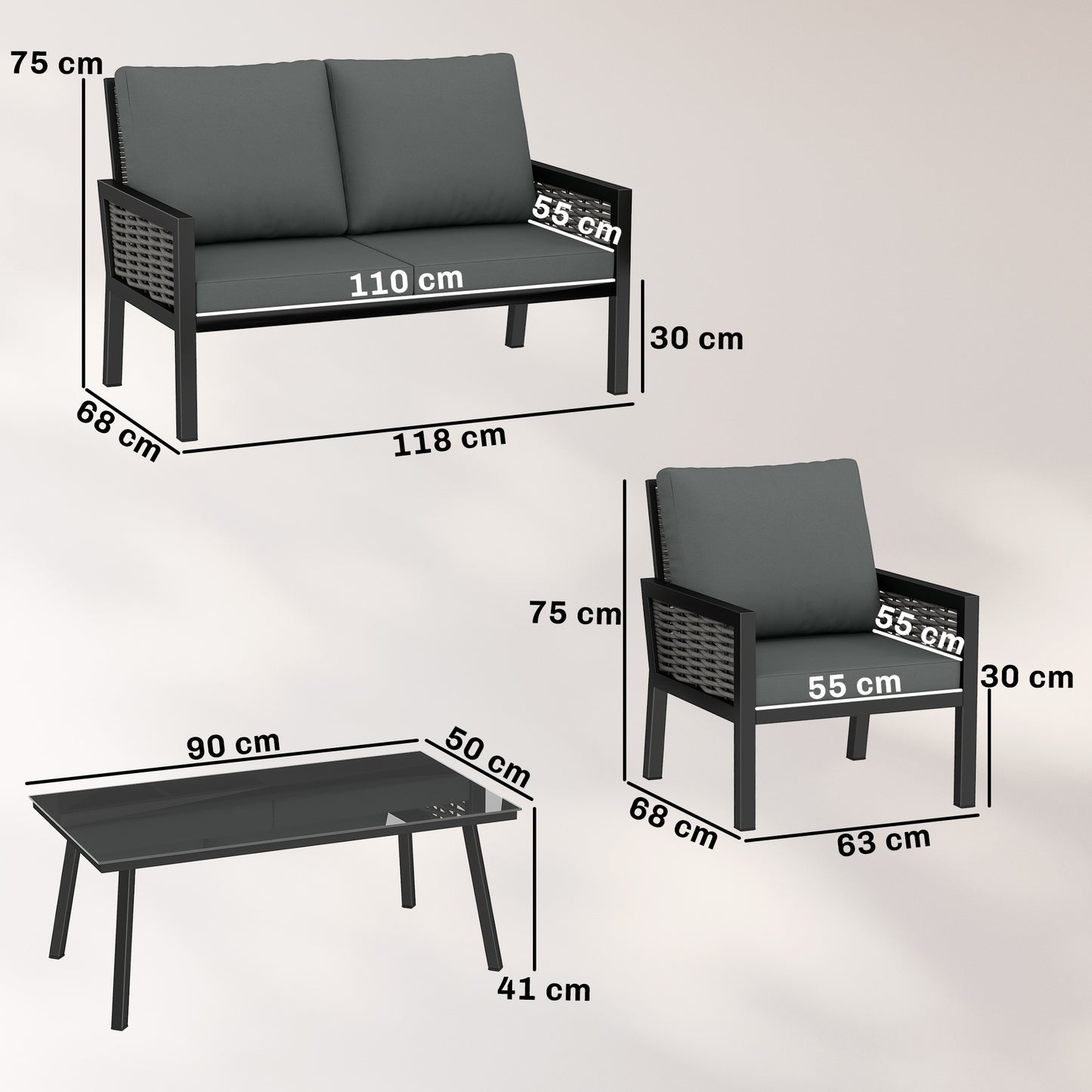 Rattan Garden Furniture Set, Outdoor Furniture Conversation Set