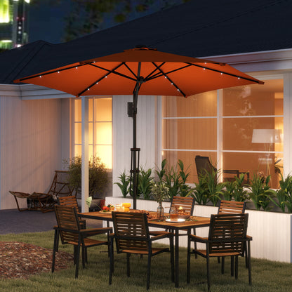 3(m) Cantilever Garden Parasol Umbrella W/ Solar LED Orange