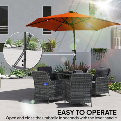 3(m) Cantilever Garden Parasol Umbrella W/ Solar LED Orange