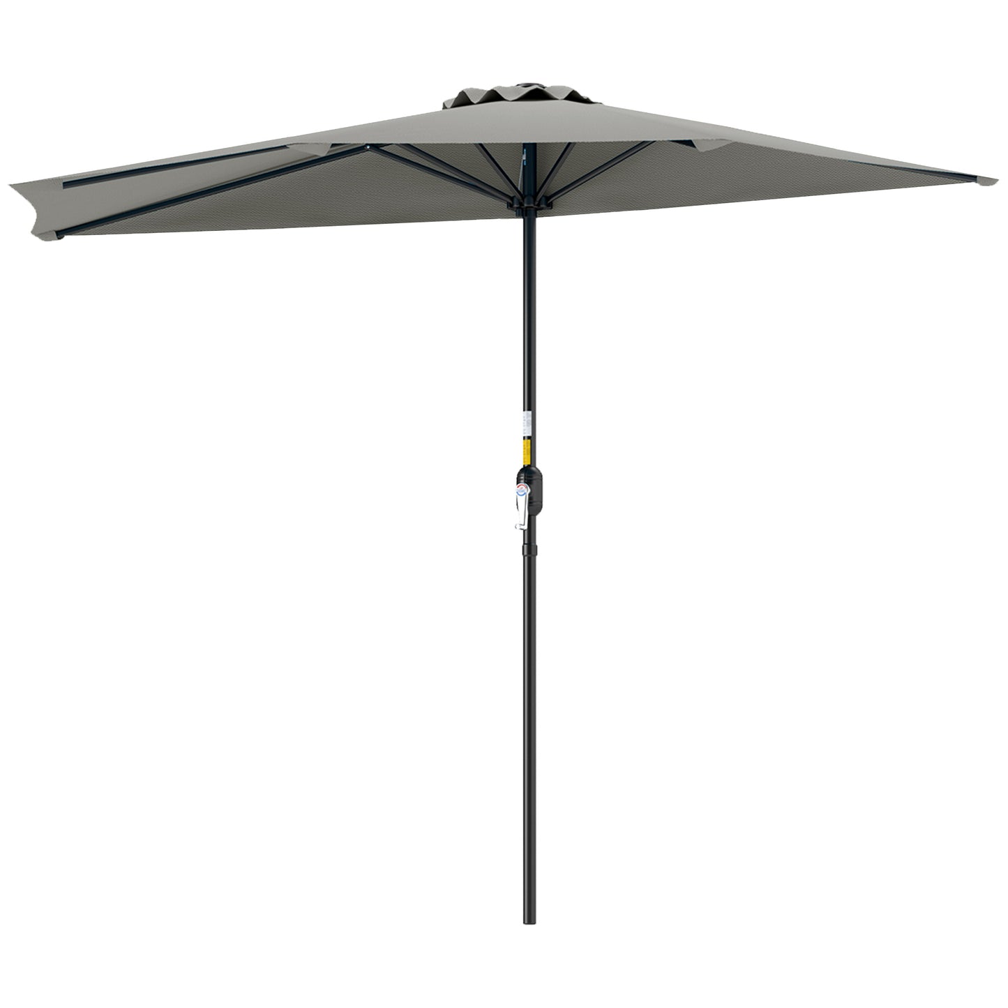2.7m Metal Frame Garden Furniture Parasol Half Round Umbrella Grey