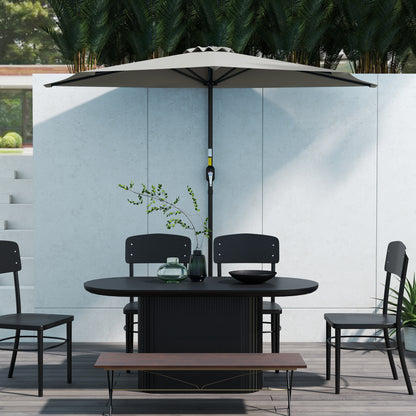 2.7m Metal Frame Garden Furniture Parasol Half Round Umbrella Grey