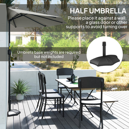 2.7m Metal Frame Garden Furniture Parasol Half Round Umbrella Grey