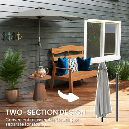2.7m Metal Frame Garden Furniture Parasol Half Round Umbrella Grey