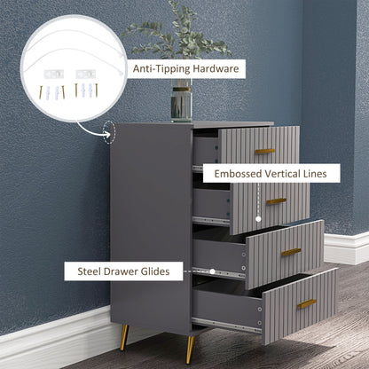 Bedroom Chest of Drawers, 4-Drawer Dresser with Aluminium Legs