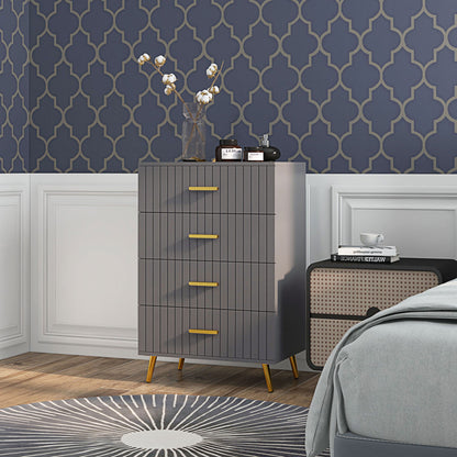 Bedroom Chest of Drawers, 4-Drawer Dresser with Aluminium Legs