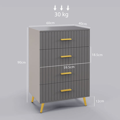 Bedroom Chest of Drawers, 4-Drawer Dresser with Aluminium Legs