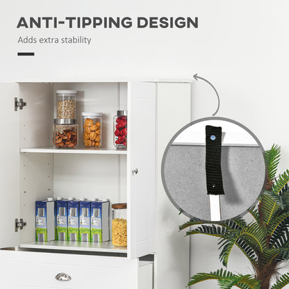 Tall Kitchen Storage Cabinet Cupboard w/ Drawer for Dining Room White